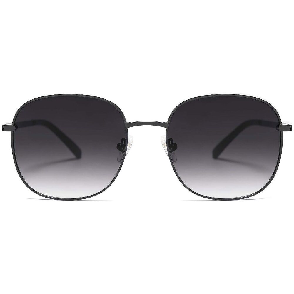 Classic Trendy Square Sunglasses for Women Men , Matt Black/Gradient Grey